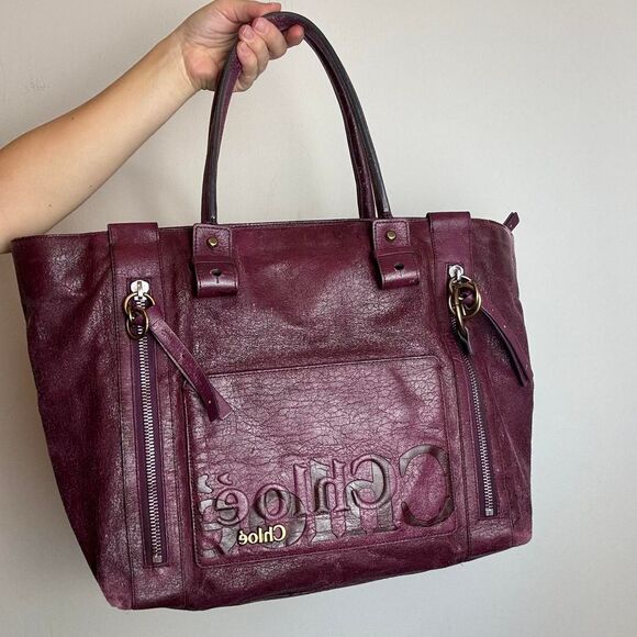 Chloe Handbags - Vintage Y2K Chloe Leather Plum Purple Tote Bag